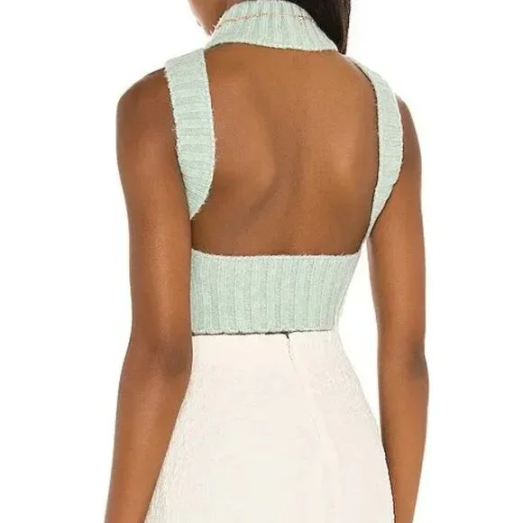 For Love & Lemons NWT Dominique Crop Sweater Tank in Mint size Medium - Picture 3 of 8